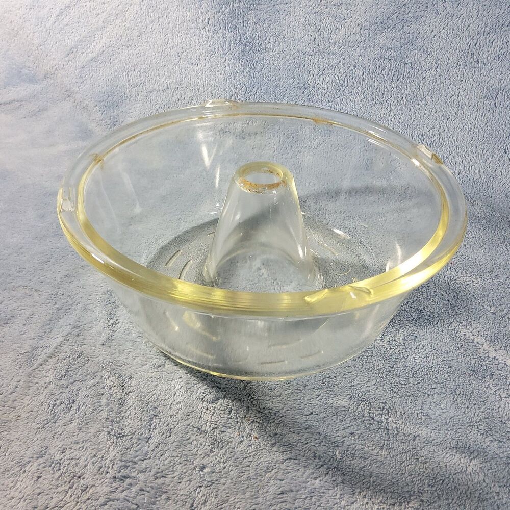 Vintage Glasbake Heavy Clear Glass Tube Pan Bundt Angel Food Cake Model 352